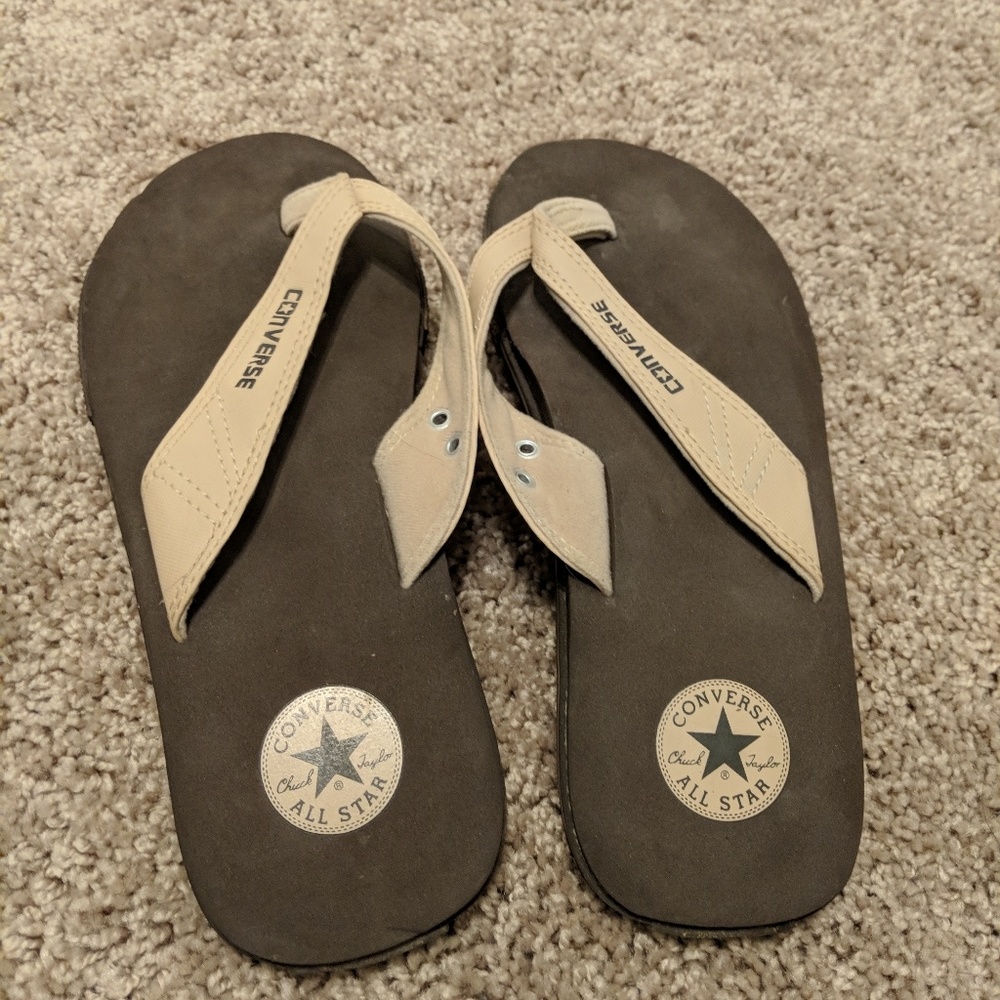 Converse brown flip flops